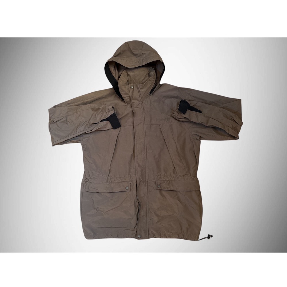 Timberland Mens XL Tan Hood Parka Jacket Lightweight Waterproof Casual Outerwear